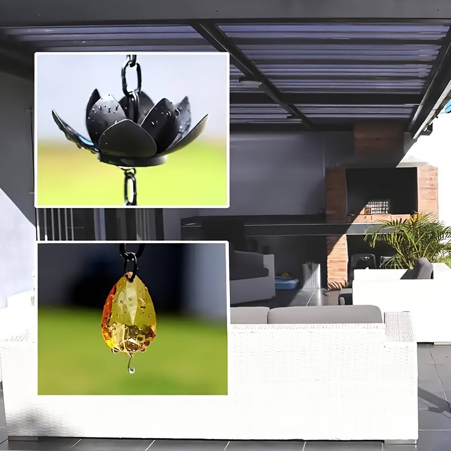 Lotus Design Rust-Resistant Rain Chain Decor 6