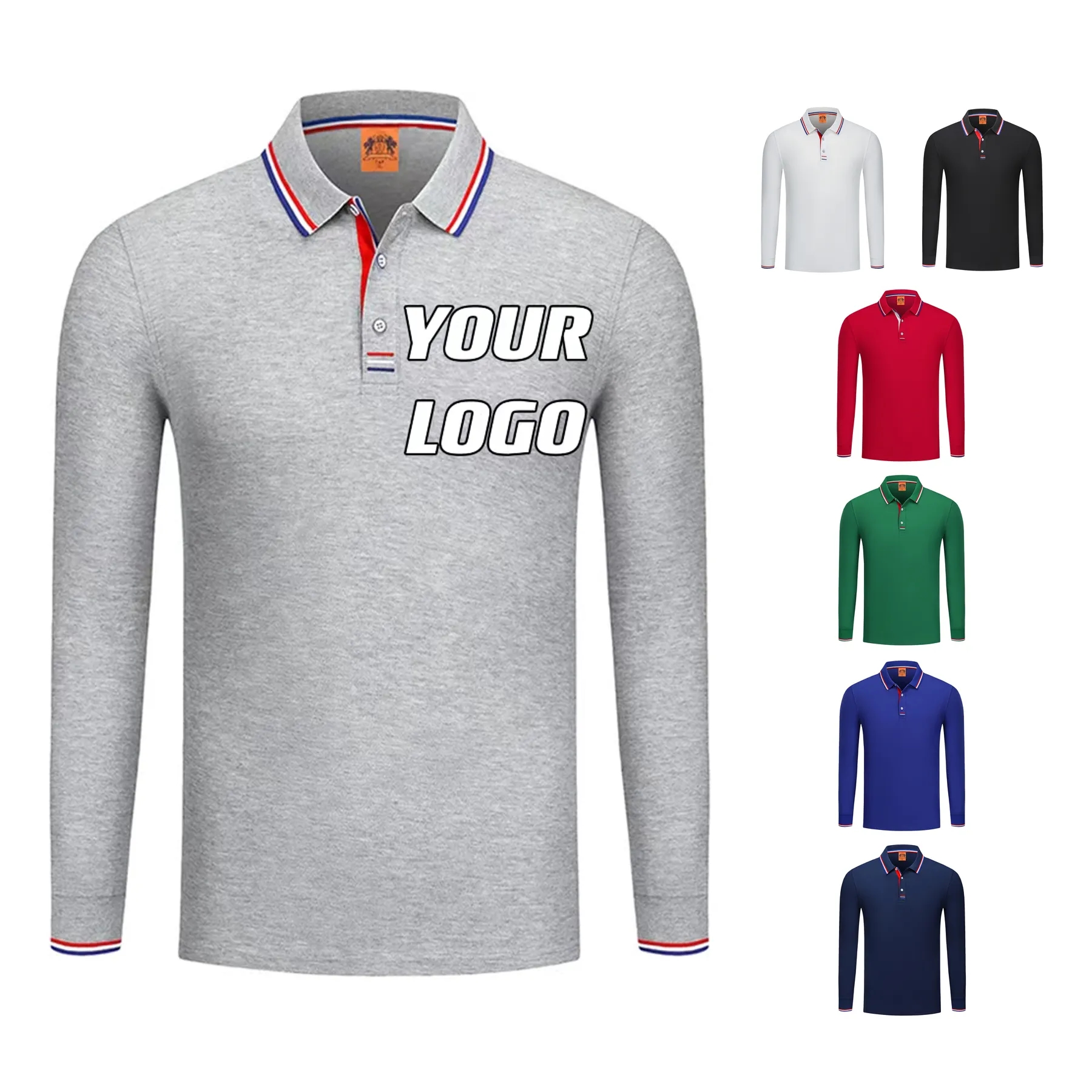 Customizable Long-Sleeve Polo Shirts Sweatshirt Tops 4