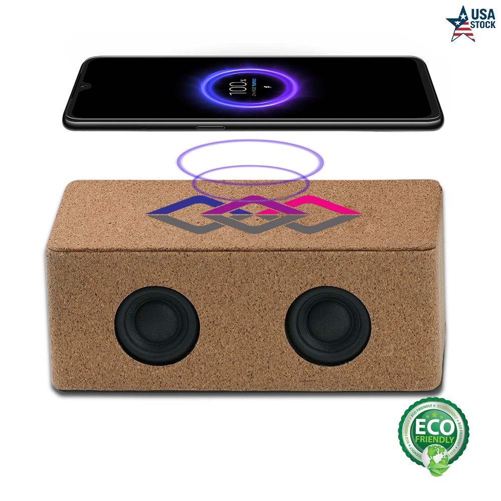 Eco-Friendly Cork Speaker and 10W Wireless Charger Combo 1
