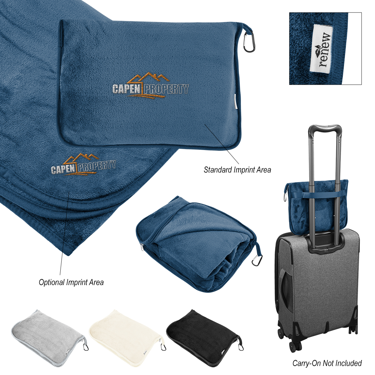 En Route rPET Travel Blanket With Trolley Pillow Pouch 9