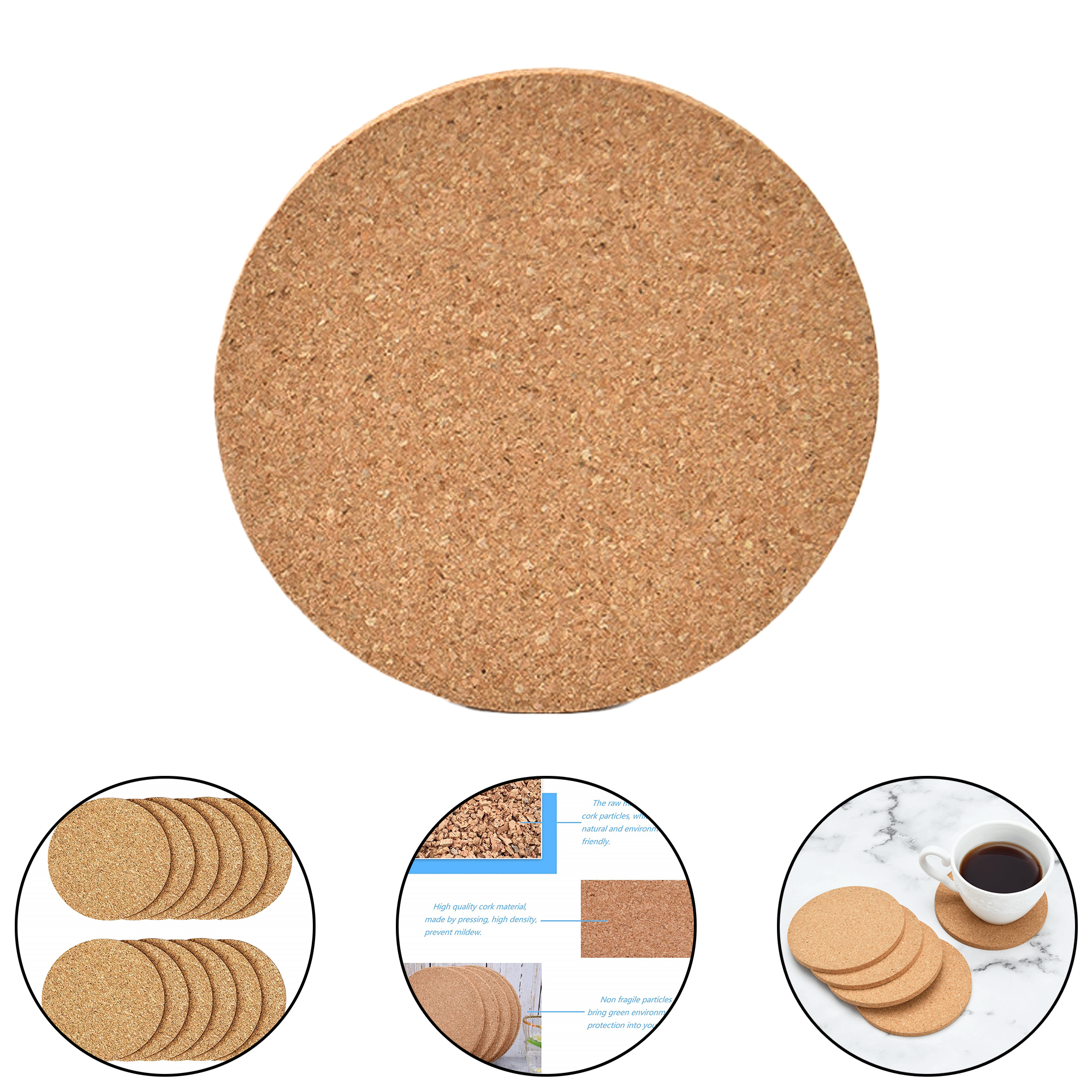 Round Cork Coasters Set 3