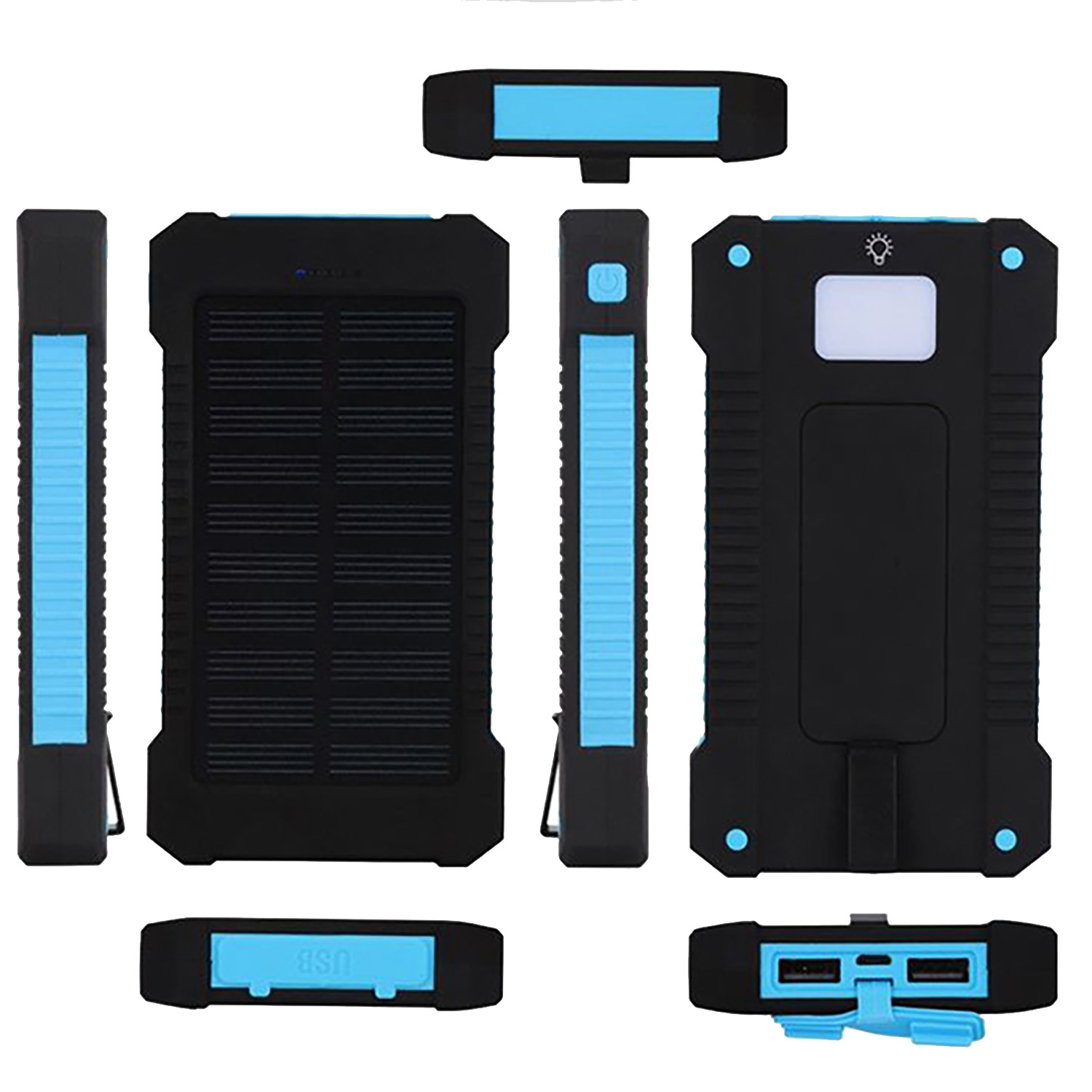 10,000 mAh Solar Dual Port Water Resistant Power Bank w/Compass & Carabiner 2