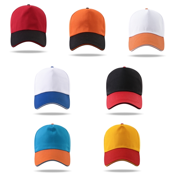 Stock 2-Tone Poly Cotton 5 Panel Cap, Hook-And-Loop Fastener 6