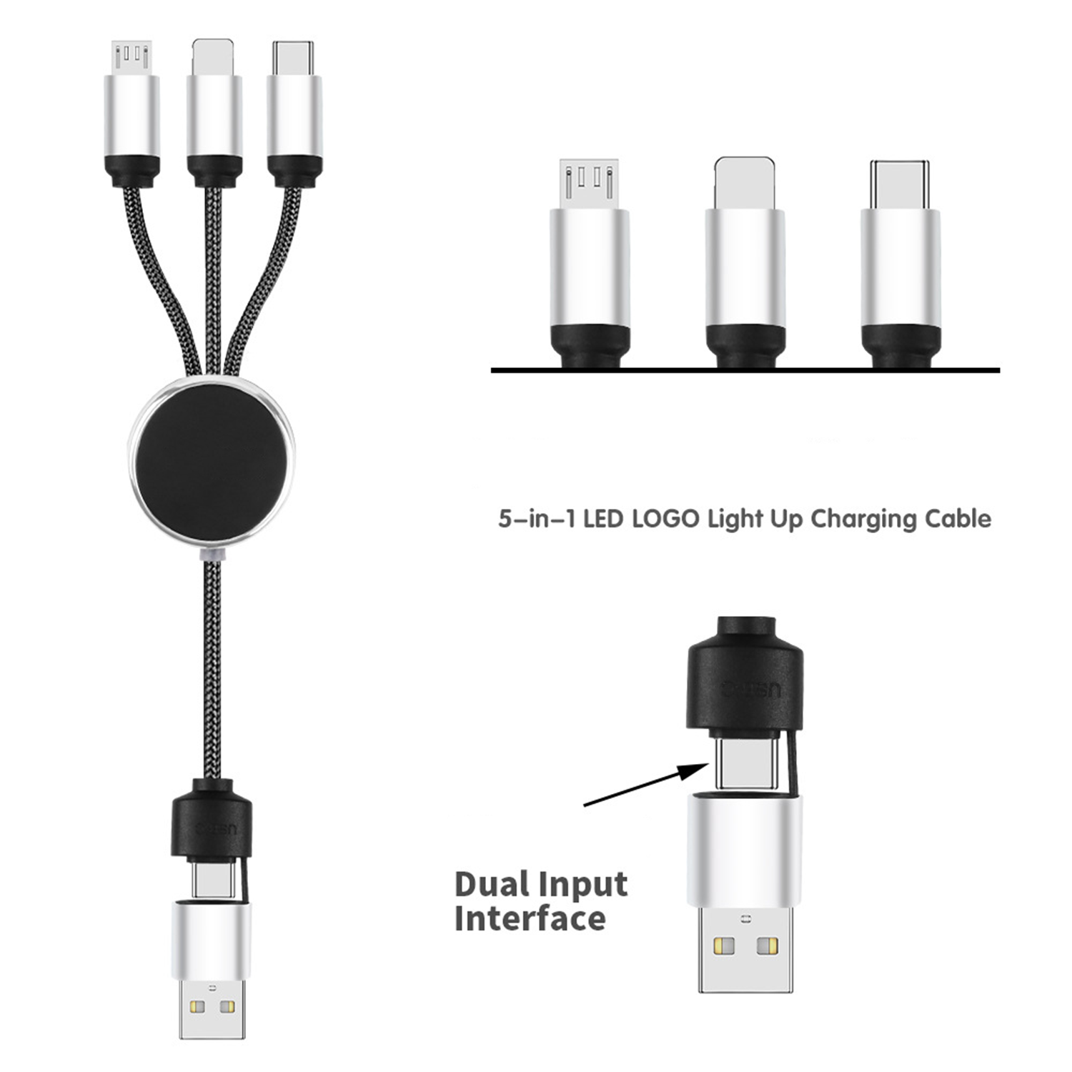 5-in-1 LED LOGO Light Up charging cable 5