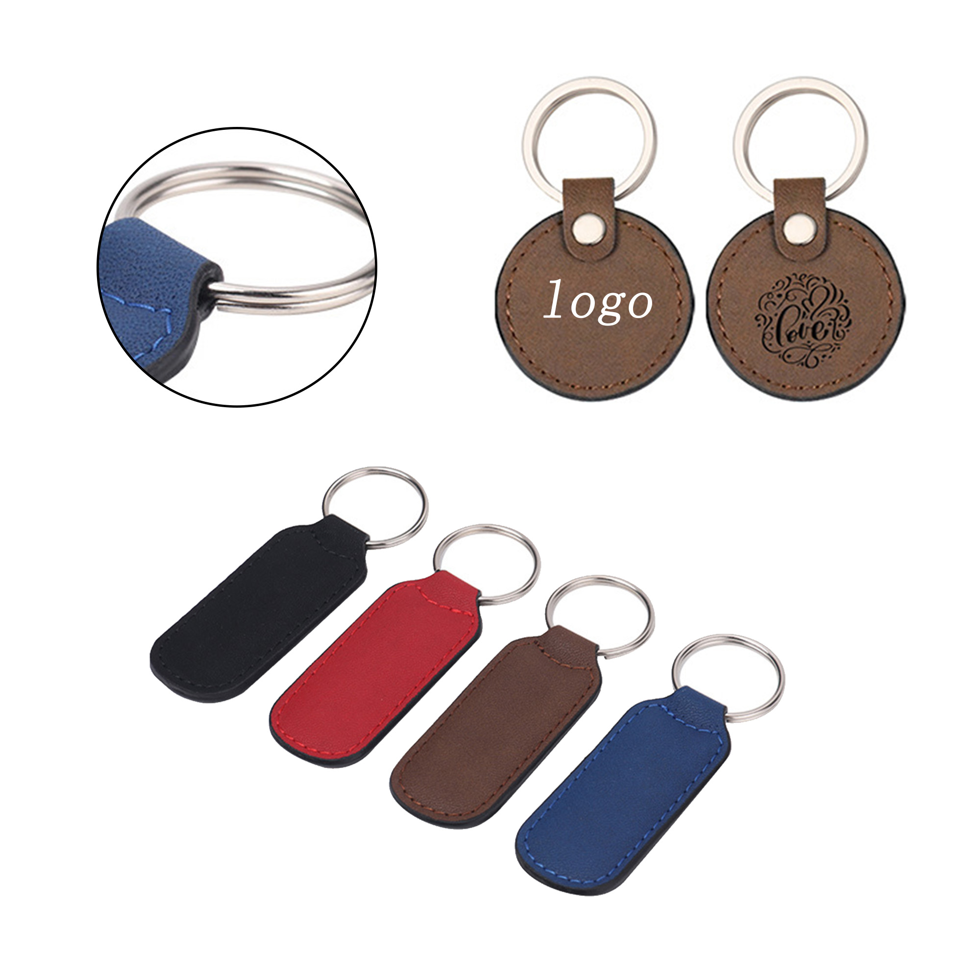 PU Leather Blank Keychain With Customizable Patterns 2