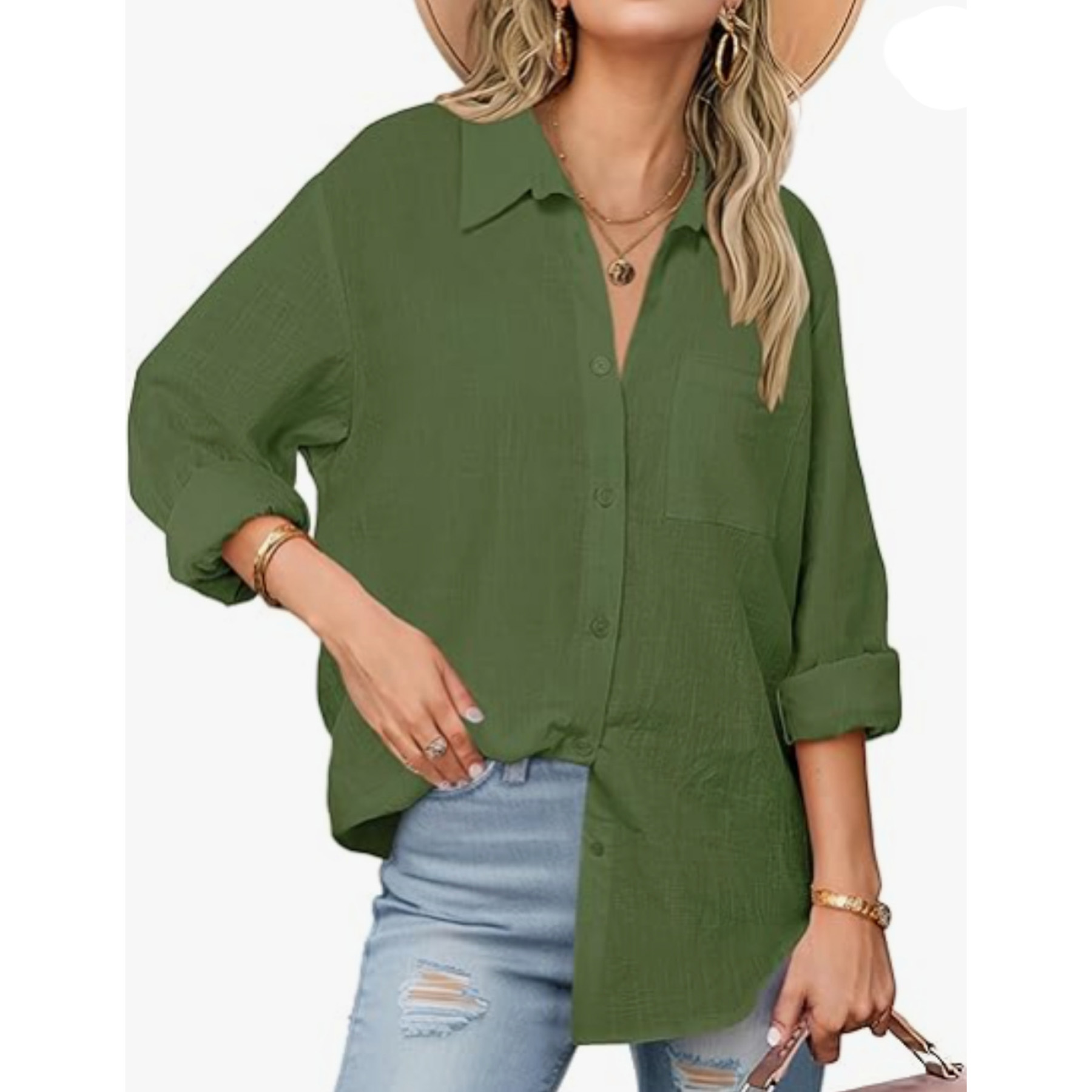 Womens Button Down Shirts Long Sleeve Cotton 8