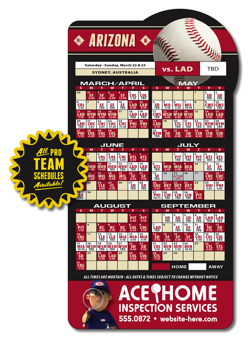 Magnet Sport Schedules - Baseball Shape (3.875x7.25) - 25 mil. 3