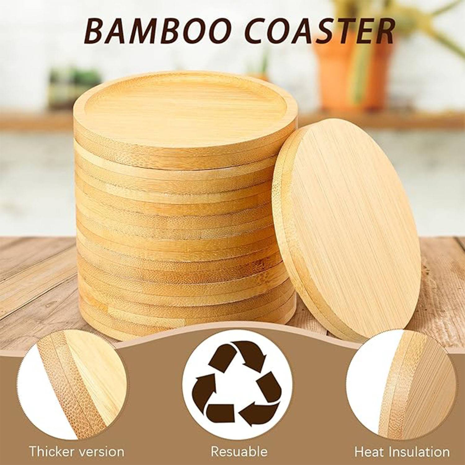 Bamboo Coaster Set 3