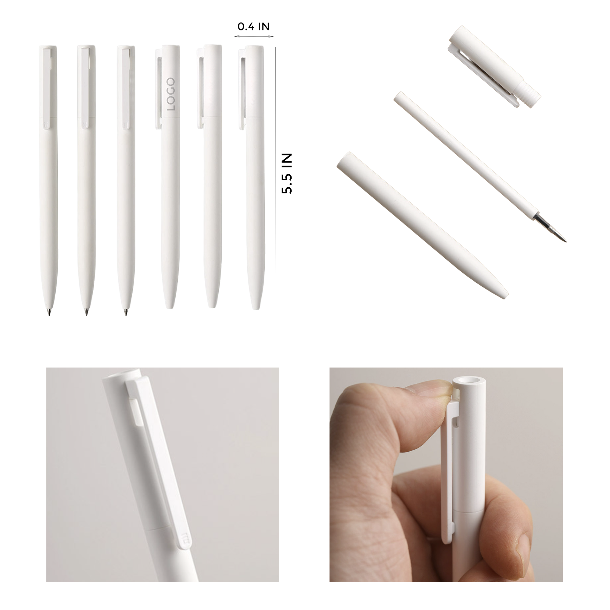 MOQ 10 PCS Elegant Pure White Click Pen 2