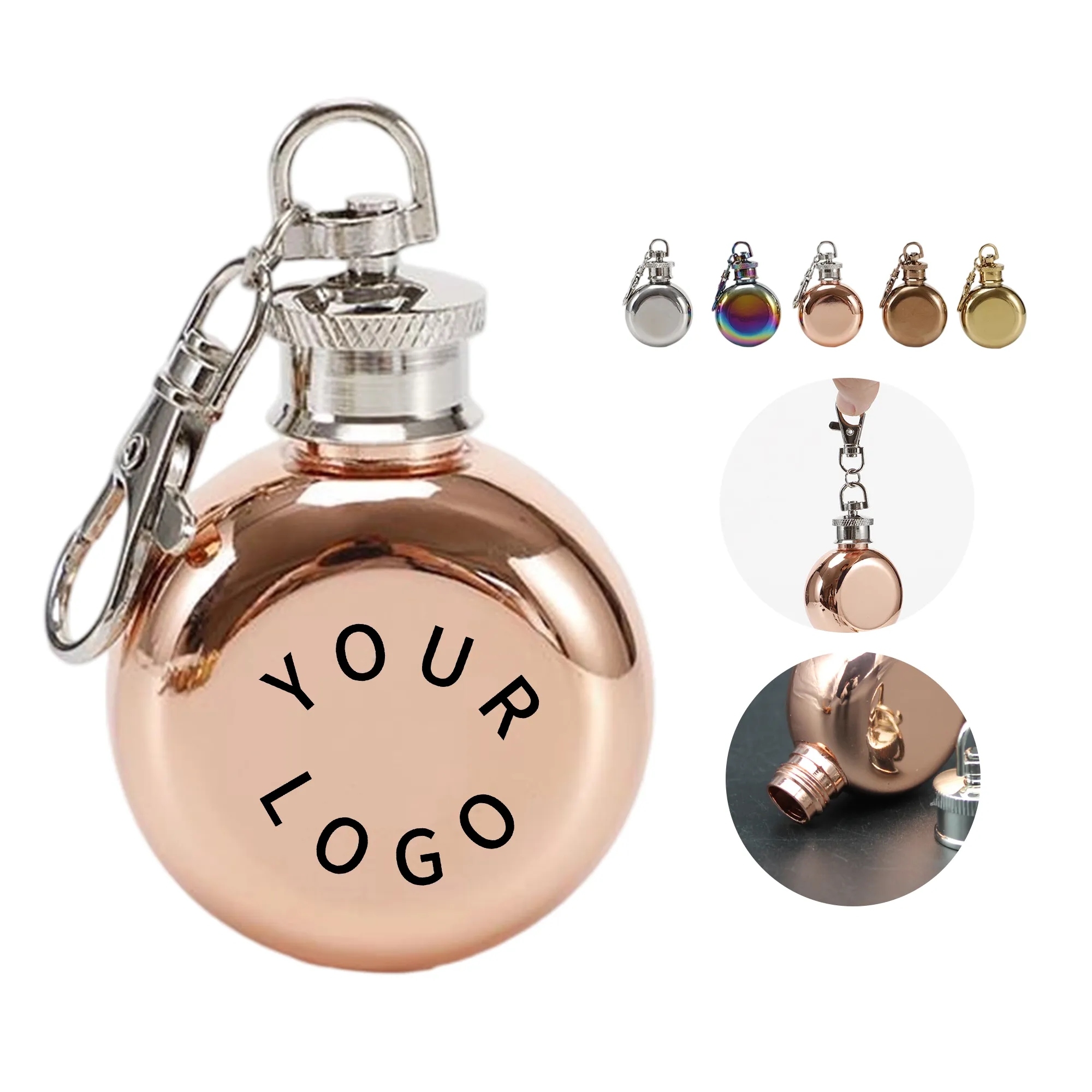 1oz Round Keychain Flask 4