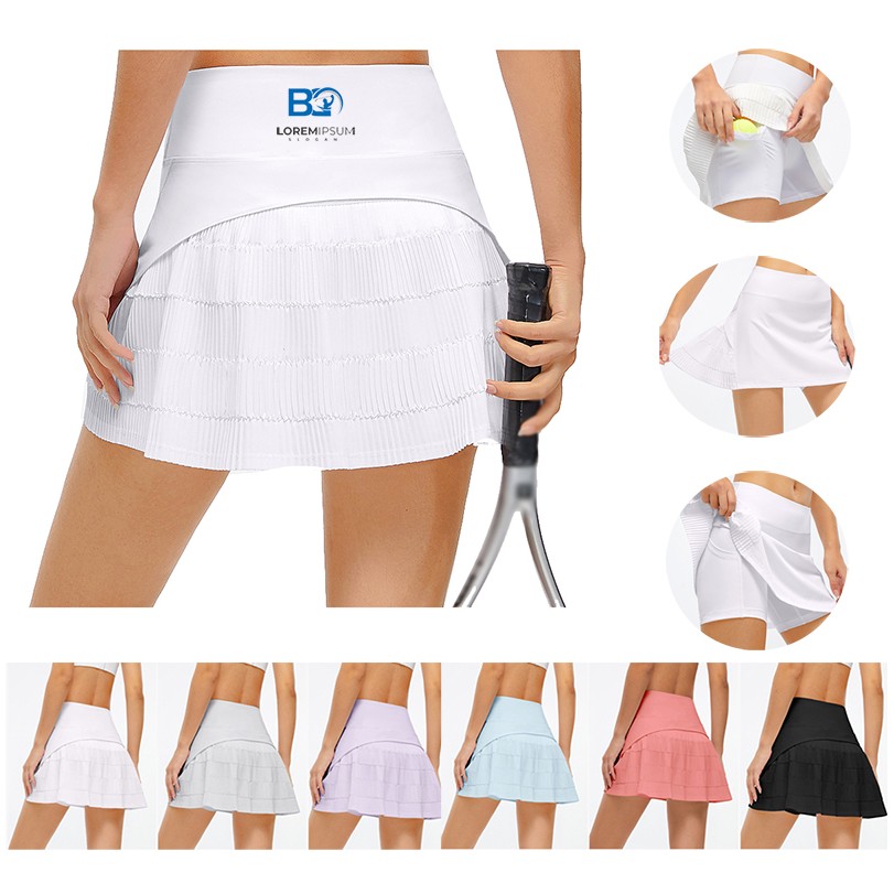 Pleated High Waist Tennis Skirt With Pocket 2