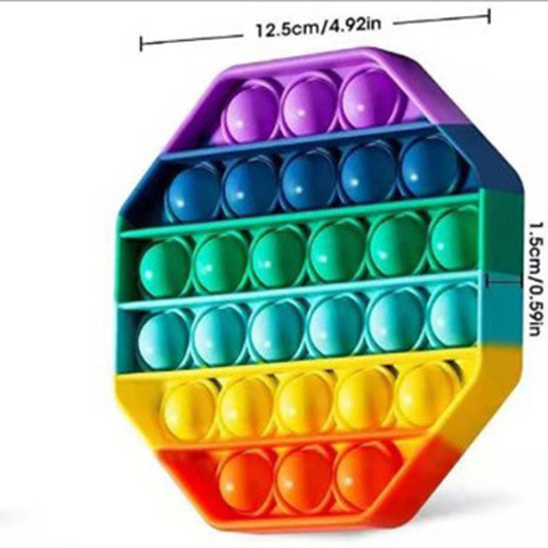 Rainbow Octagon Push Pop Bubble Fidget Sensory Squeeze Toy 4