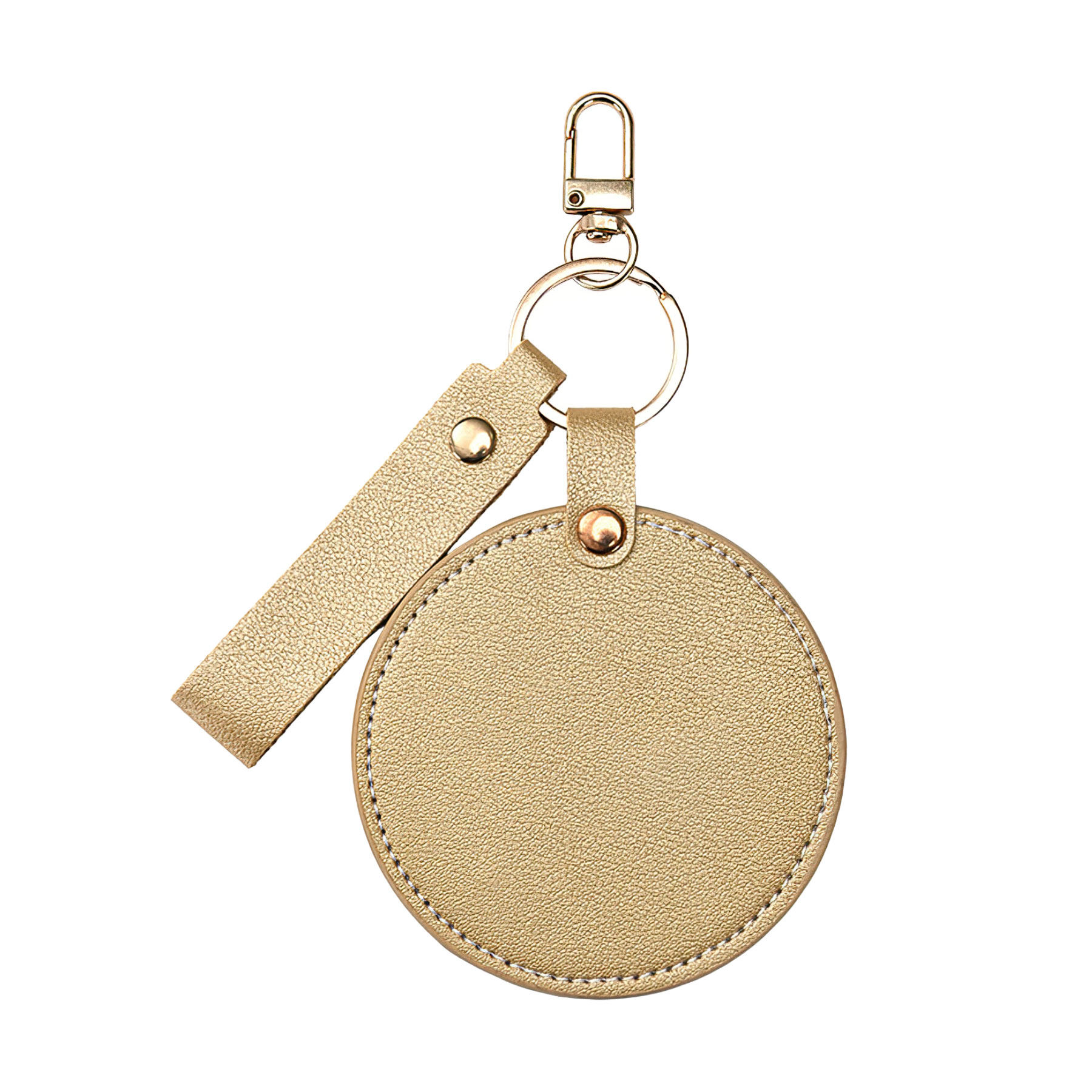 Compact Round Leather Makeup Mirror Keychains 5
