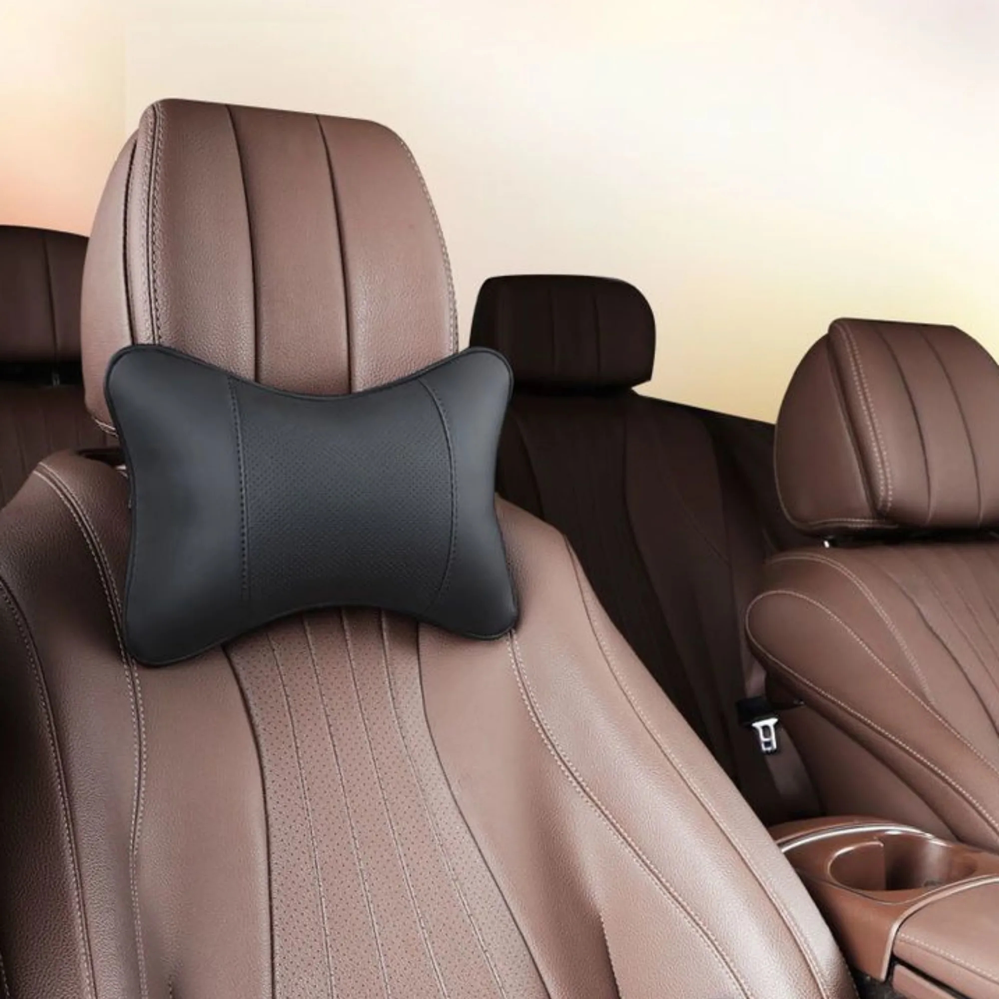 Ergonomic car neck support genuine leather pillow 3