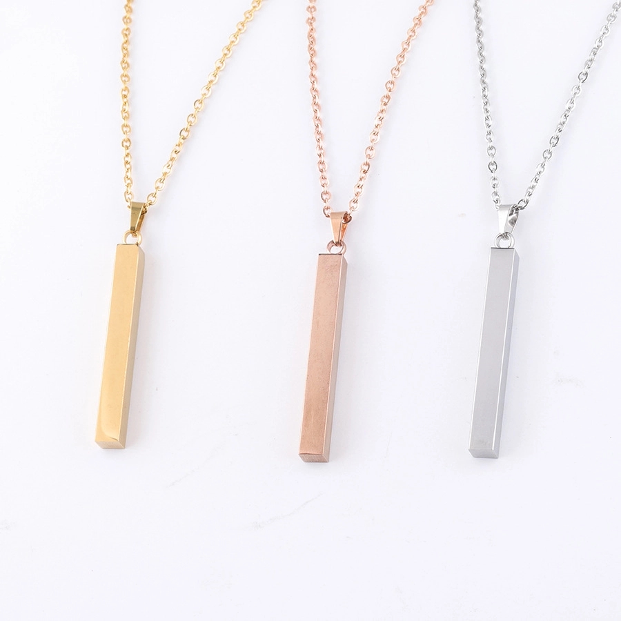 Personalized Engraved Stainless Steel Necklace - Bar 2