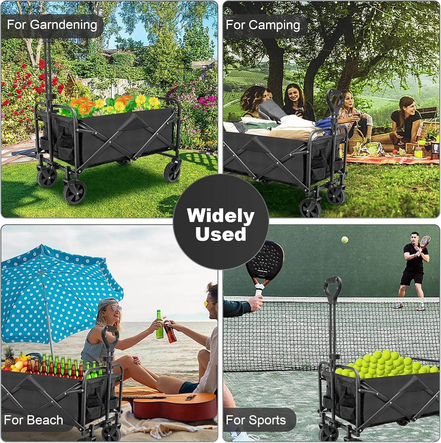 Beach Wagon Cart Heavy Duty with Wheels Foldable 10