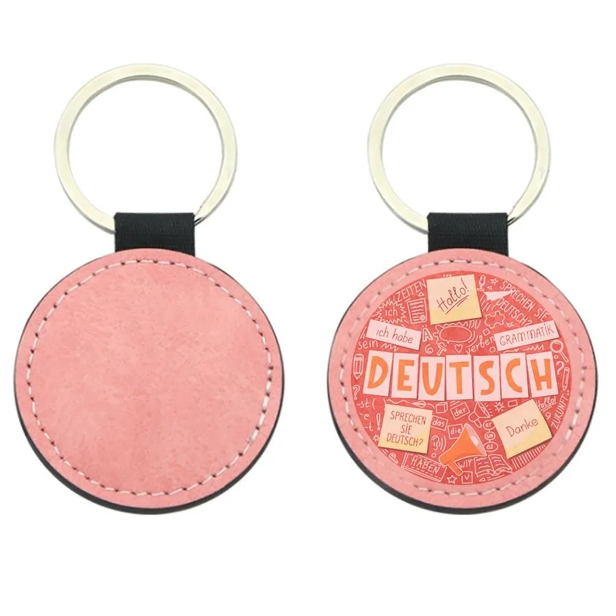 Full-Color Circle Leather Keychain 2