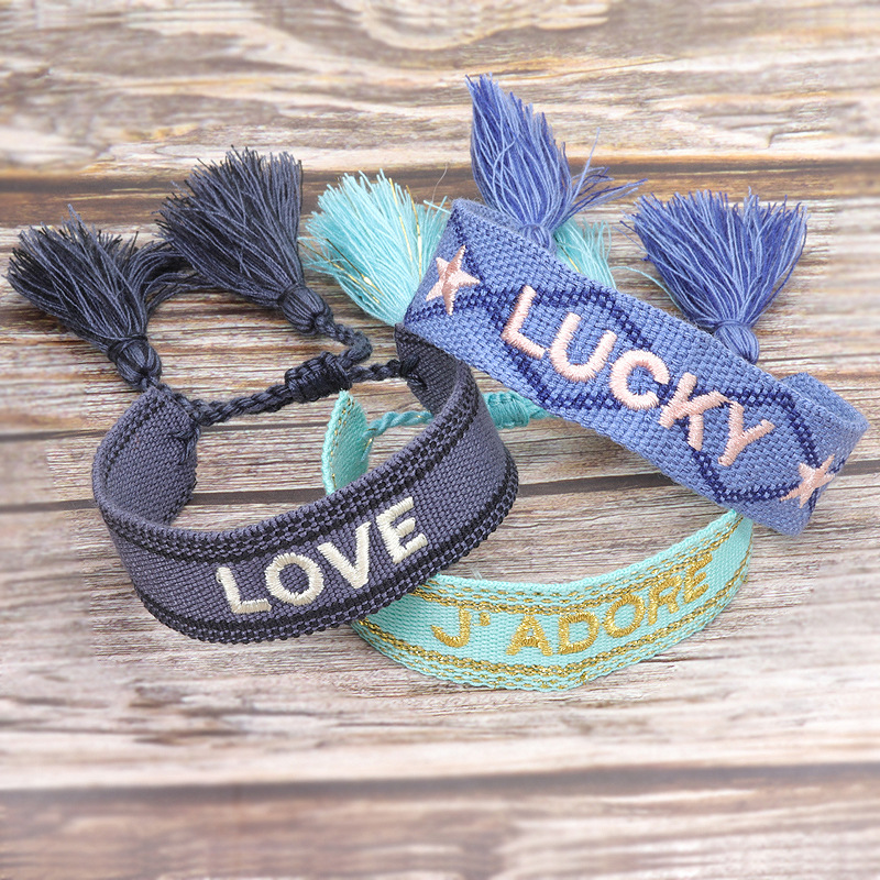 Embroidery Bracelet Woven Wristband With Tassels 3