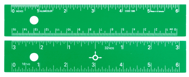 6" Straight Edge Aluminum Ruler with Center-Finding Back 10