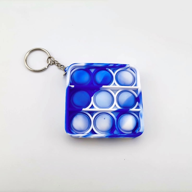 Mini Push Pop Bubble Fidget Toy Key Ring Square 7