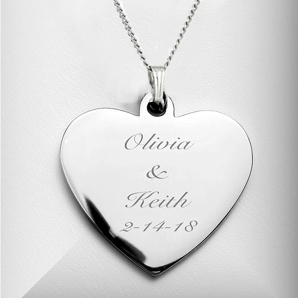 Personalized Engraved Stainless Steel Necklace - Heart 5