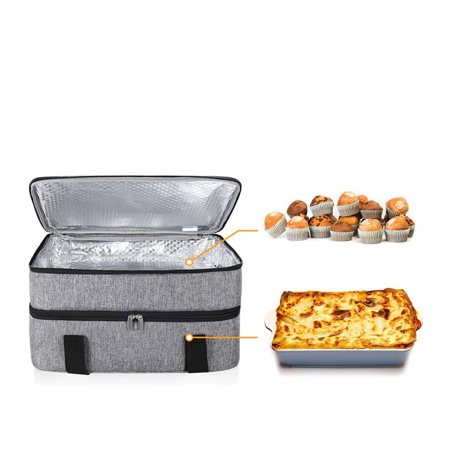 25L Double Decker Oxford Insulated Lunch Cooler Bag w/Handle 3