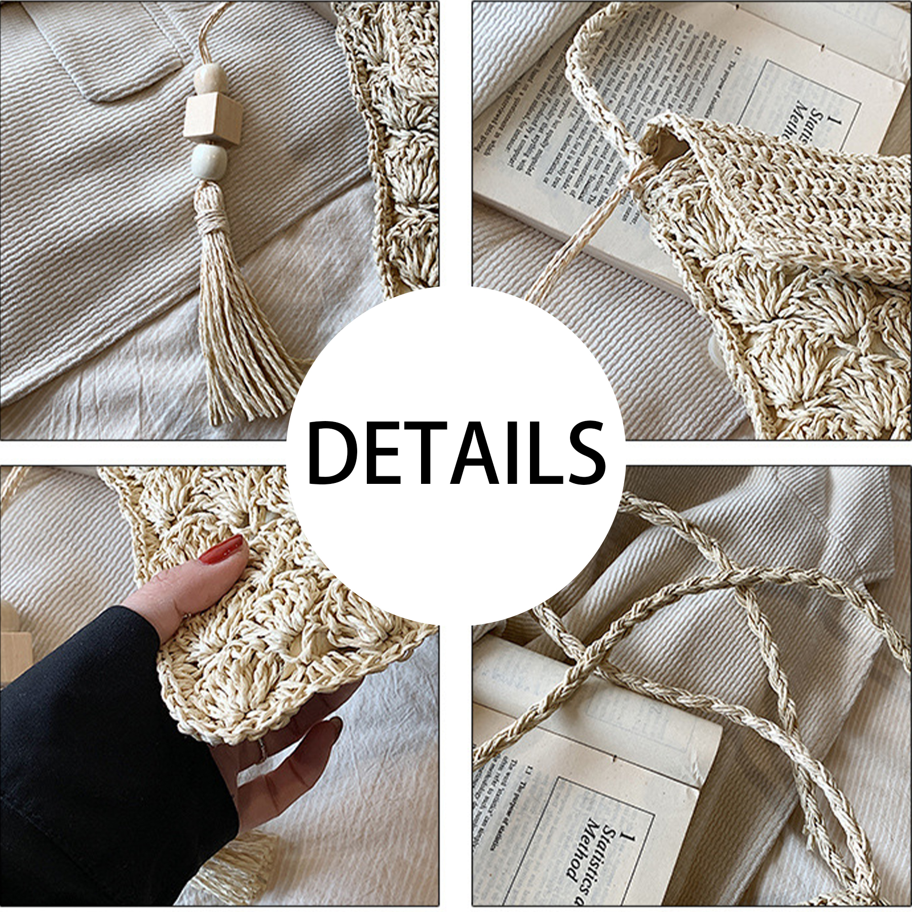 Jute Stylish vintage tassel woven bag 2