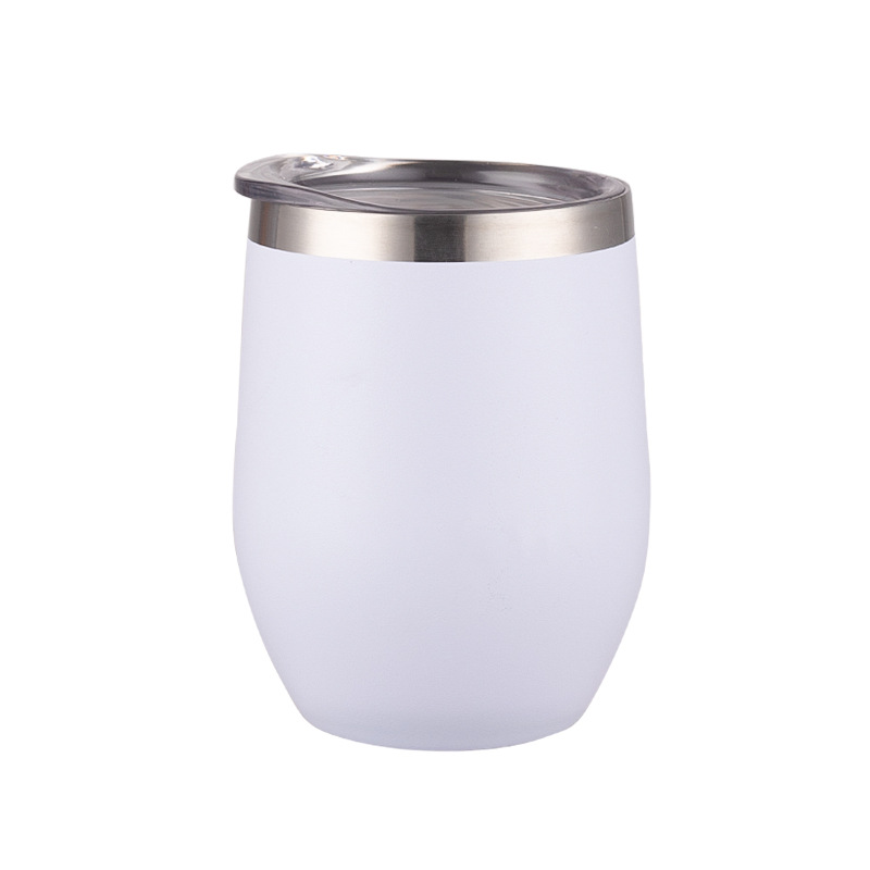 12 OZ Wine Stainless Steel Stemless Double Wall Vacuum Glasses Thermal Tumbler/ Straw Holes 7