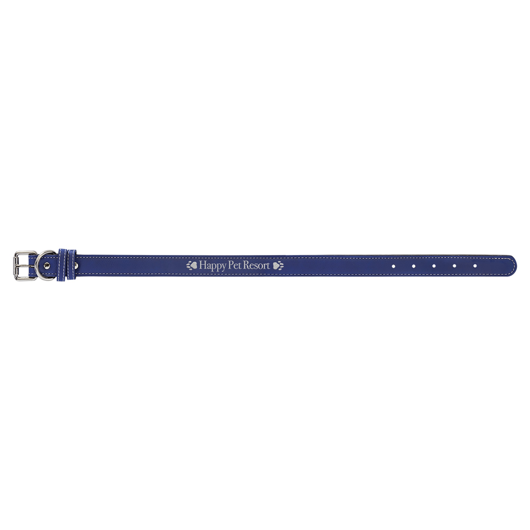 23" x 1" Blue/Silver Leatherette Dog Collar 2