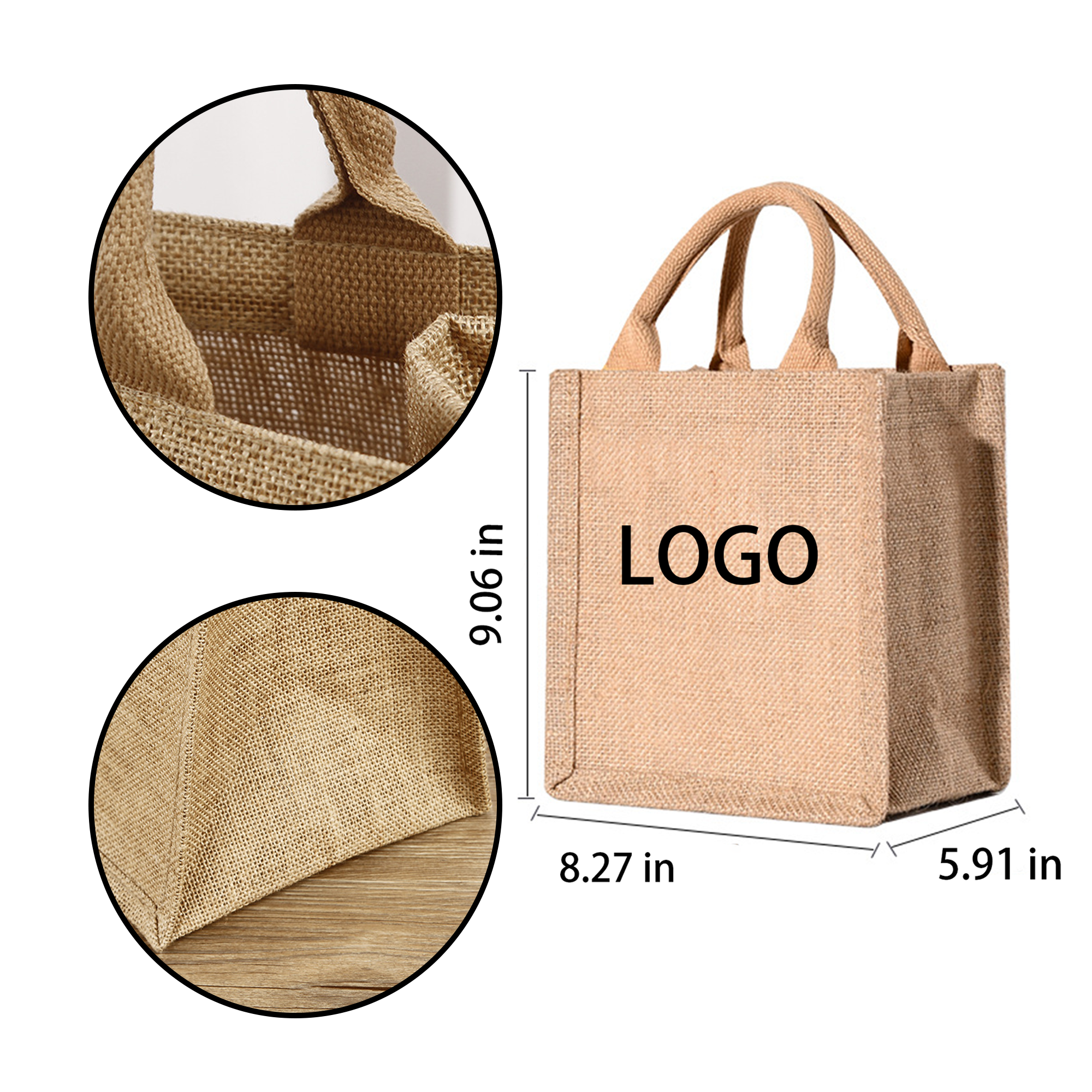Eco-Friendly Jute Tote Bag, custom tote bag with logo imprint 2