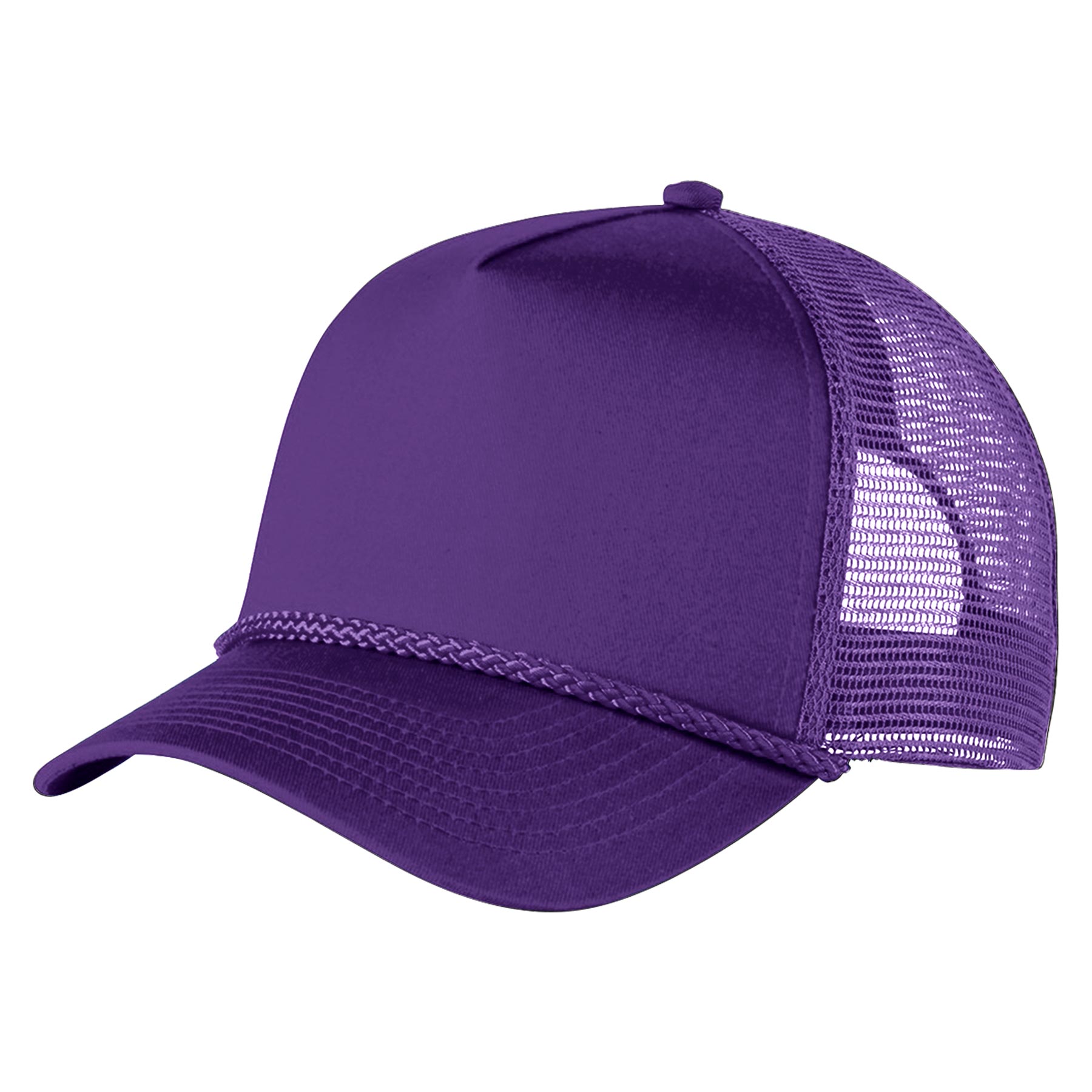 Structured 5 Panel Curved Bill Trucker Cap with Rope 3