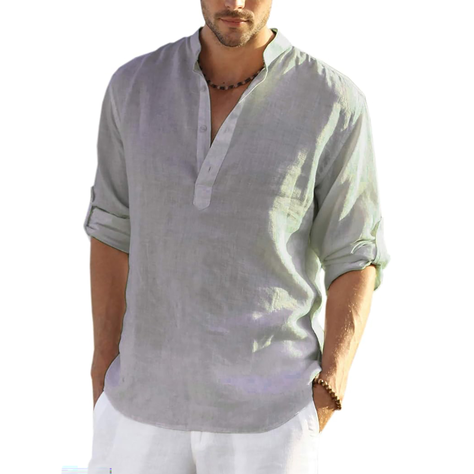 Casual Henley Collar Shirt 21