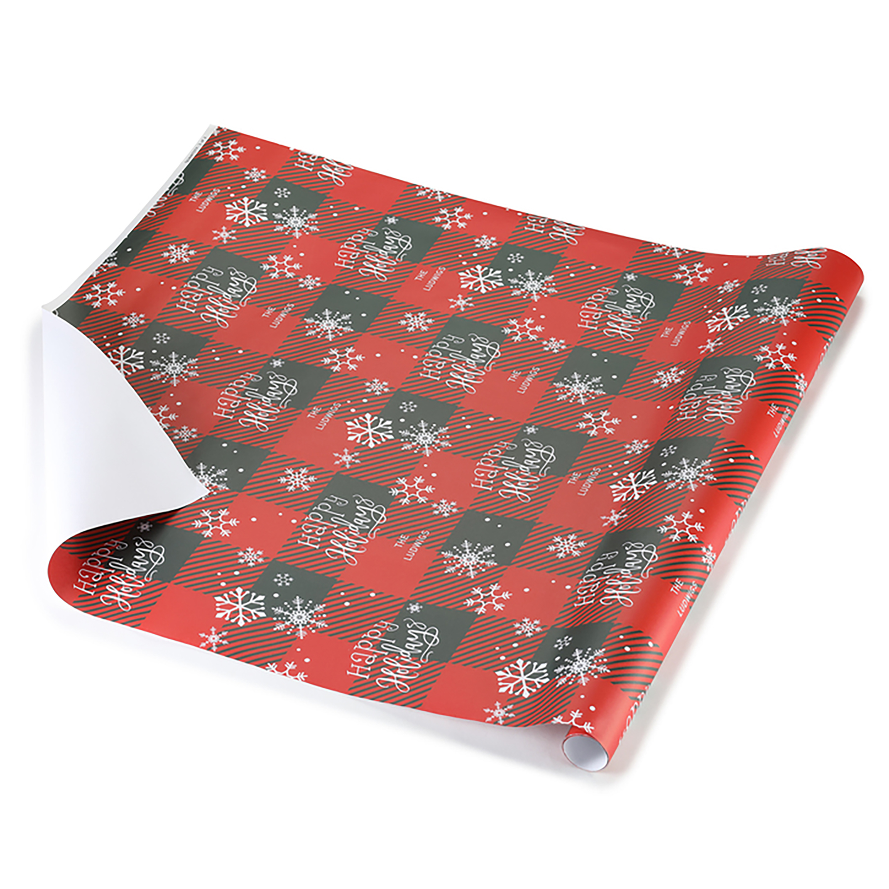 Holiday Plaid Personalized Wrapping Paper Roll 6