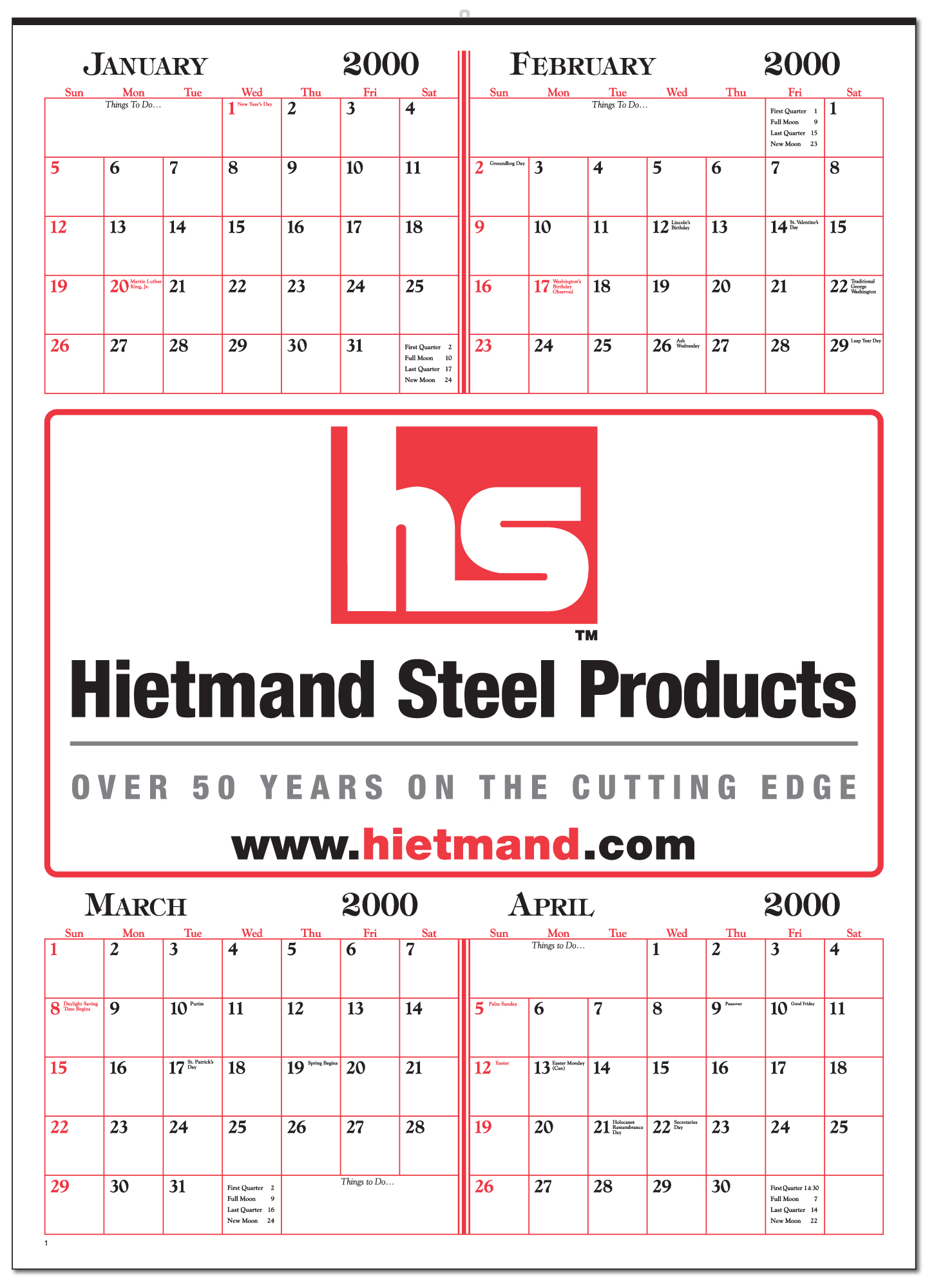 Style 150 Four Months On A Sheet Calendar 1