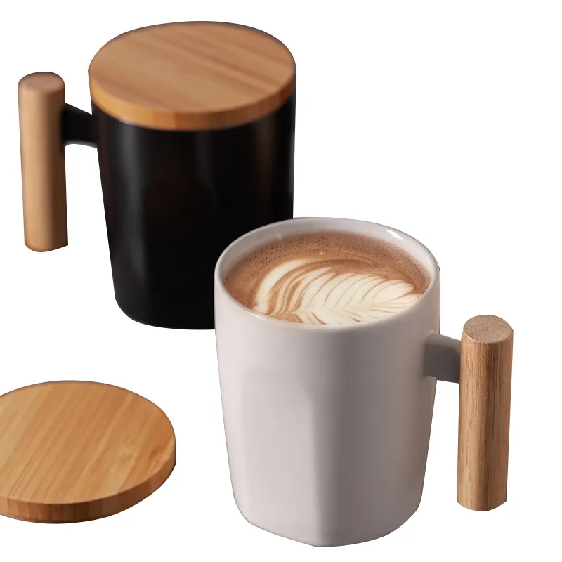 Ceramic coffee cup with wooden handle 3