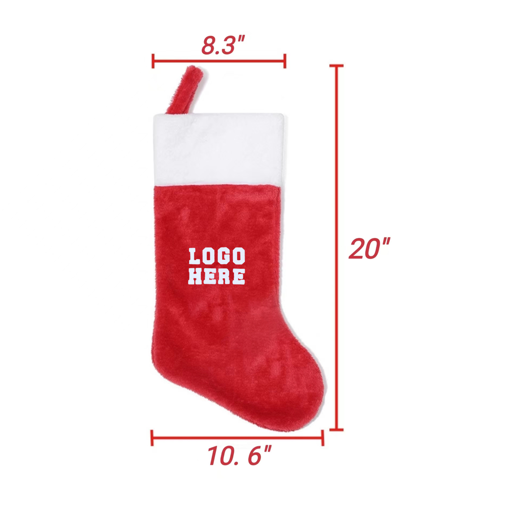Short Plush Large Christmas Stocking Ornament 2