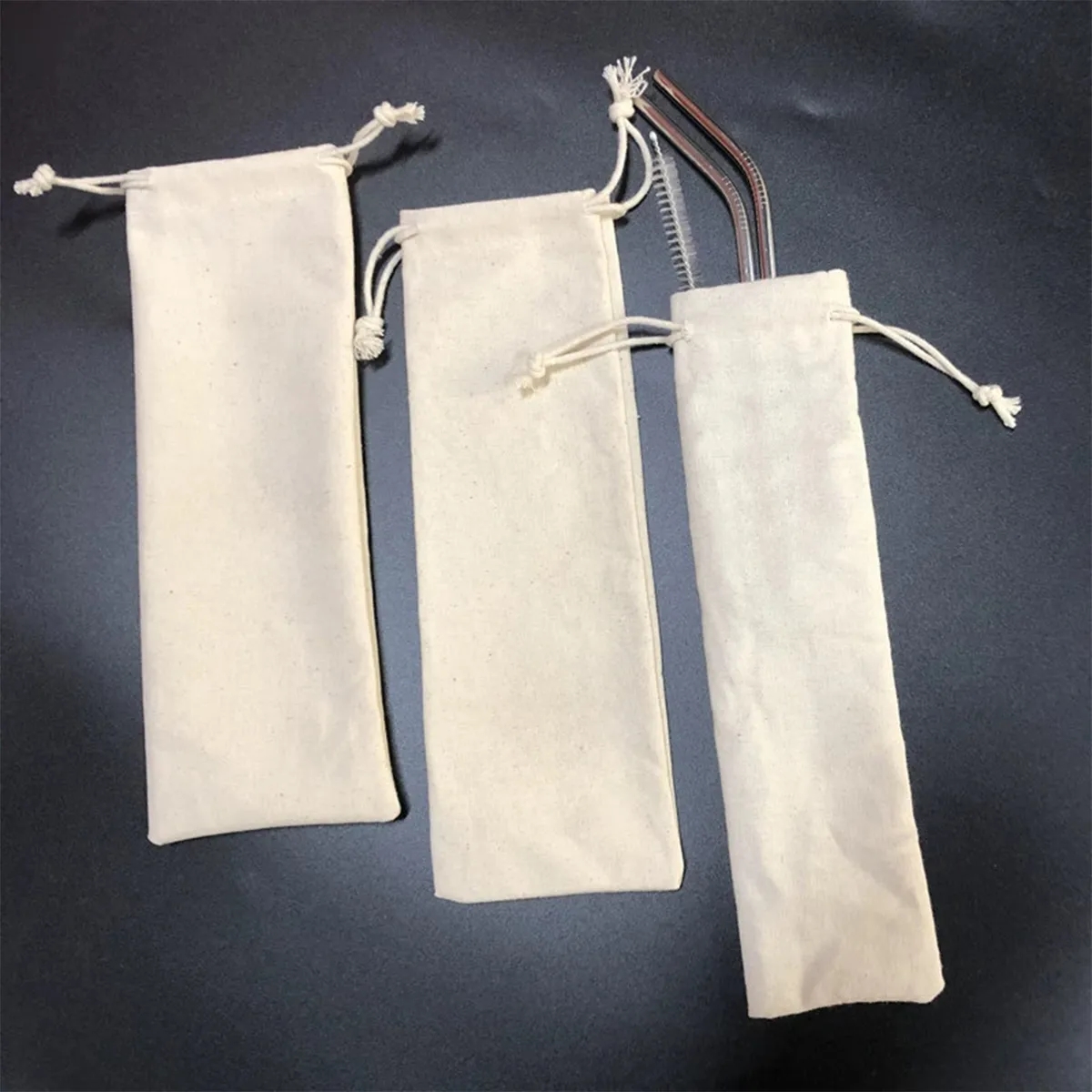 Cotton Drawstring Chopstick Portable Cutlery Bag Travel 4