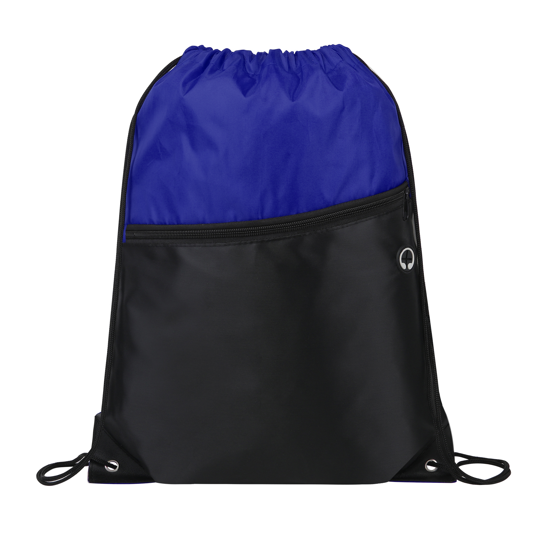 Two-Tone Drawstring Backpack With Front Zipper 11