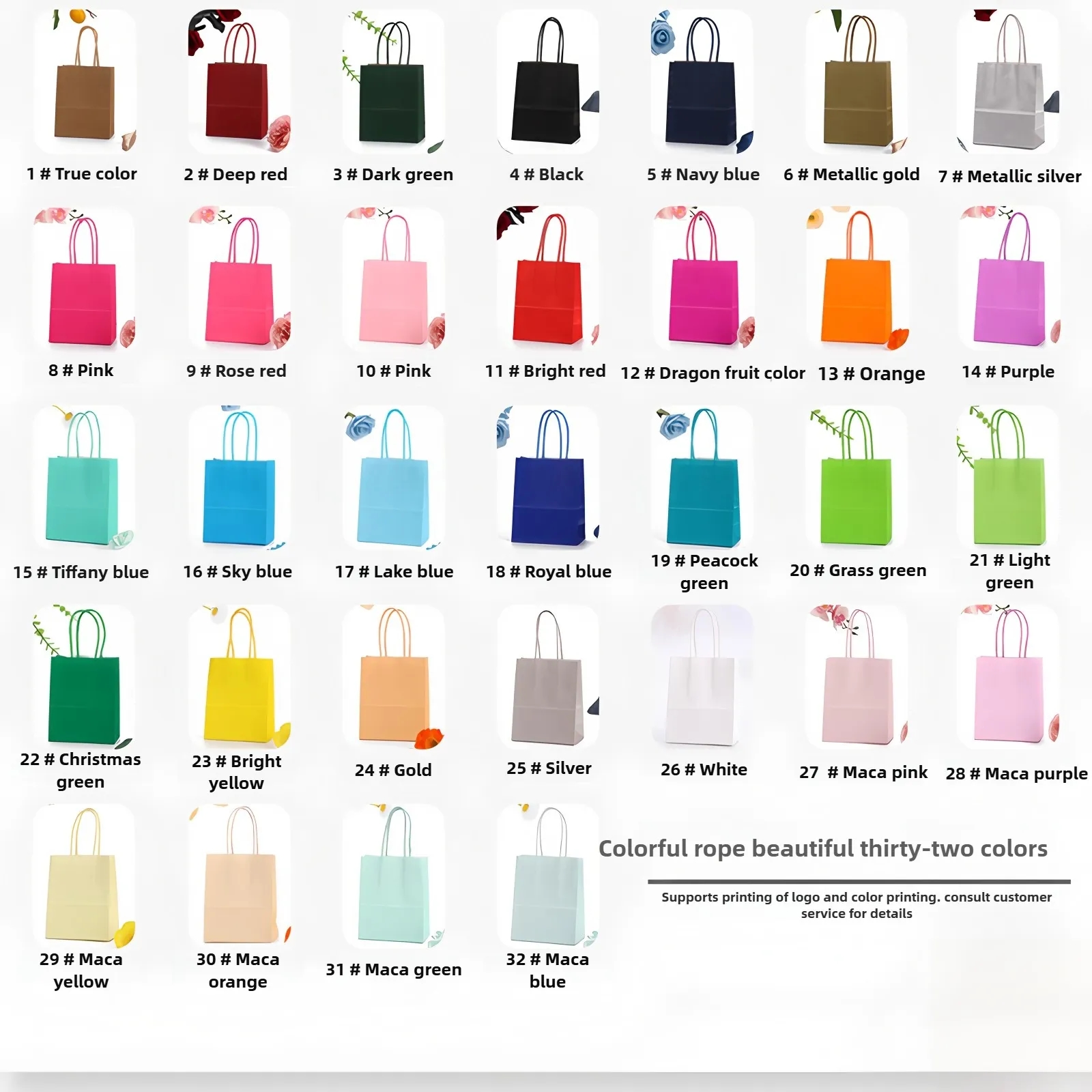 Custom Colorful Kraft Gift Bags with Handles Bulk Wholesale for Wedding Party Favors 3