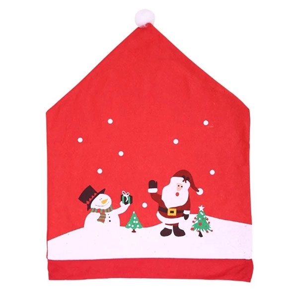 Red Non-woven Santa Hat Christmas Chair Covers 2