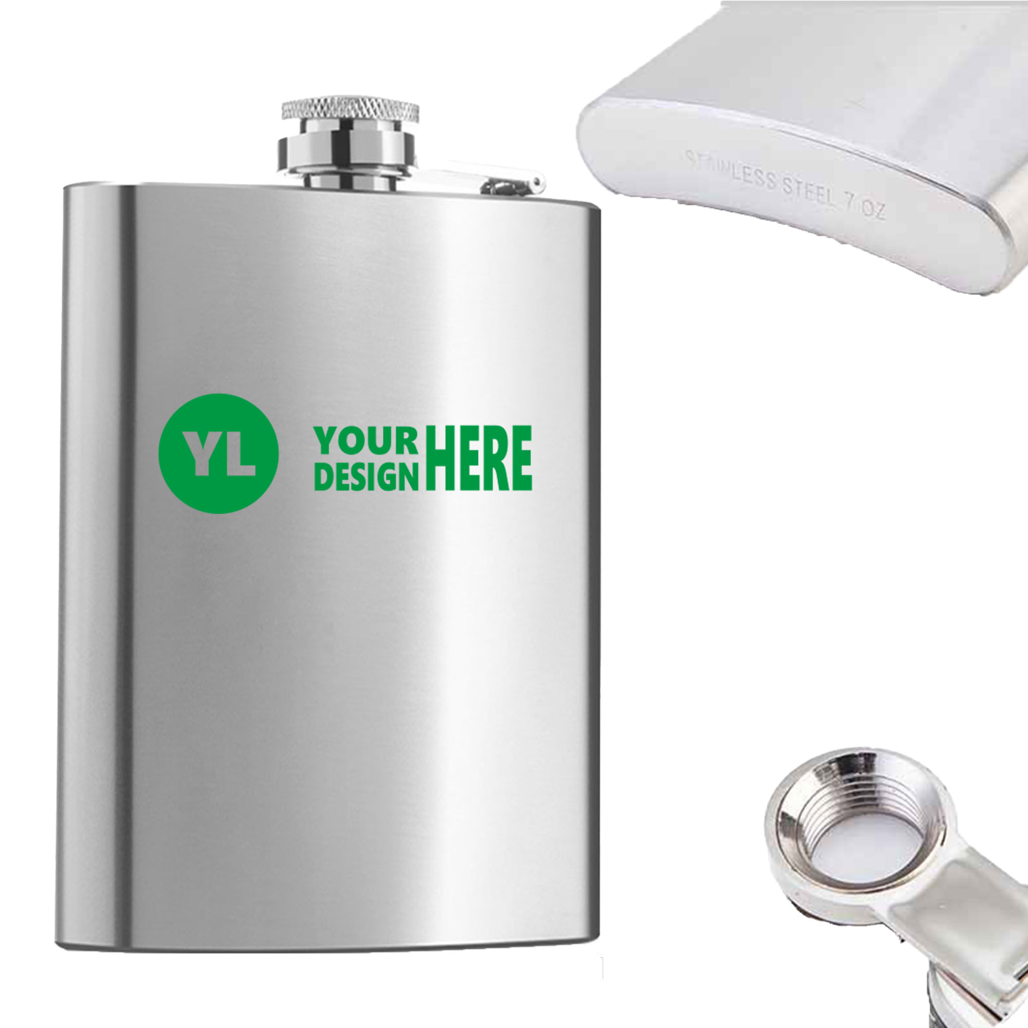 8oz Stainless Liquor Flask, custom water bottle with logo imprint 2