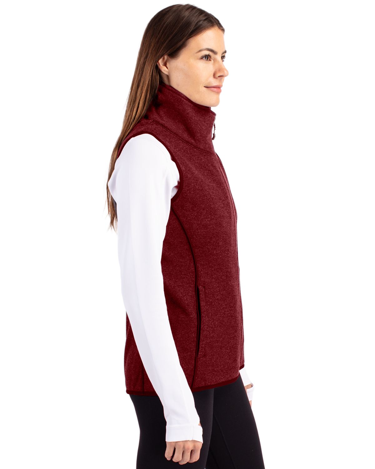 Cutter & Buck Mainsail Sweater-Knit Womens Full Zip Asymmetrical Vest 47