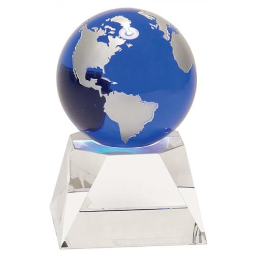 Crystal: 5" Blue Globe on Clear Base 2