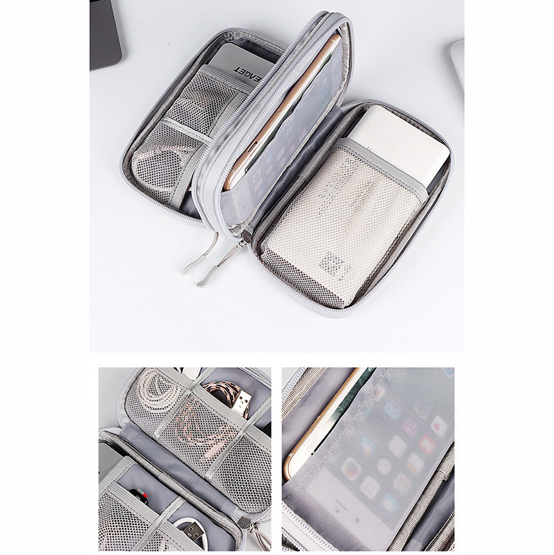 Small Waterproof Double-Layer Travel Cable Organizer Bag Electronic Accessories 22