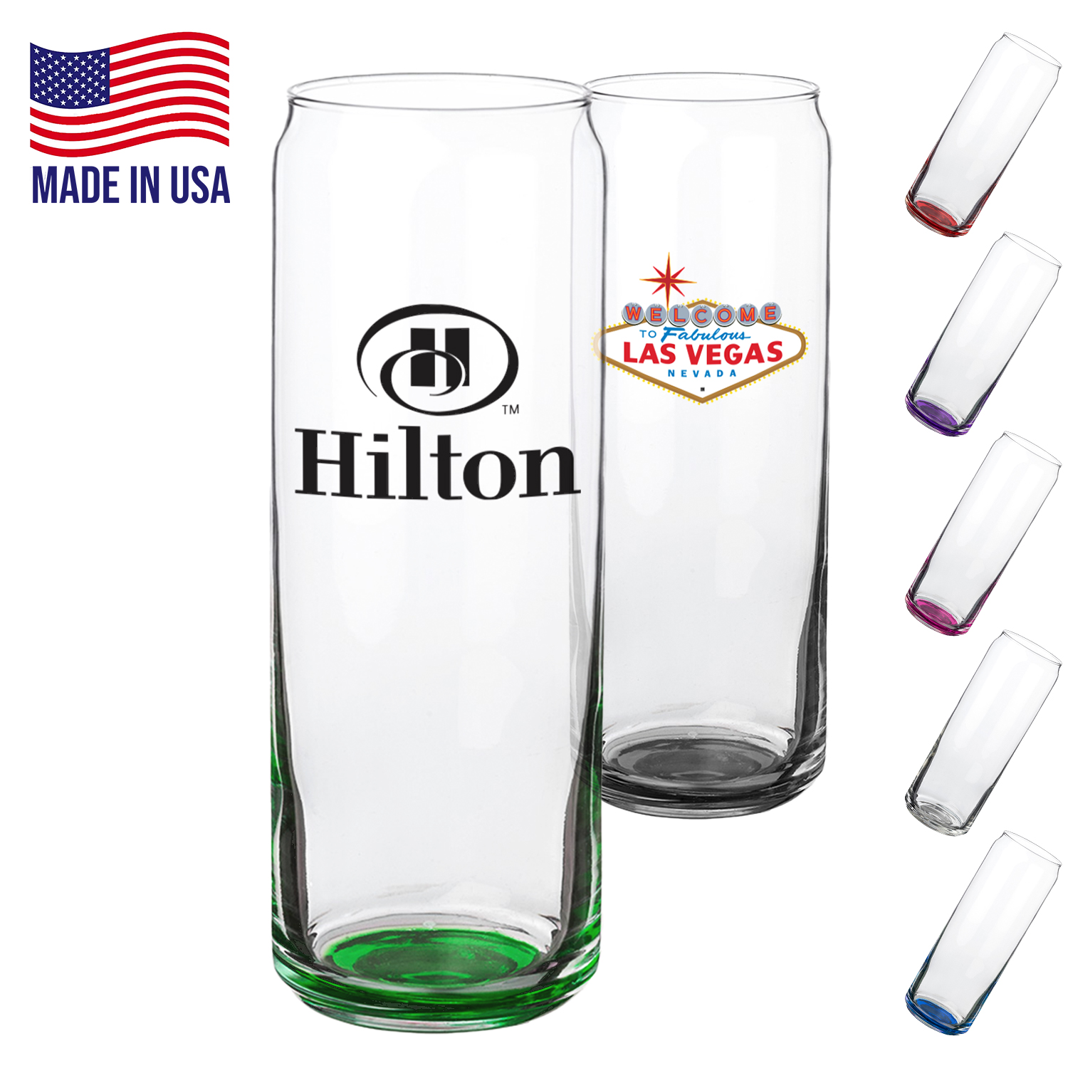 USA Made Slim Can Glasses 12 oz. 1