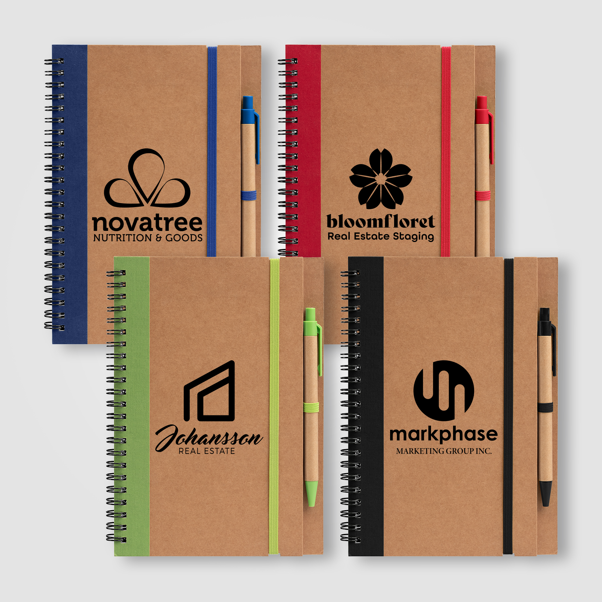 Kraft Hard Cover Spiral Notebook with Pen 5