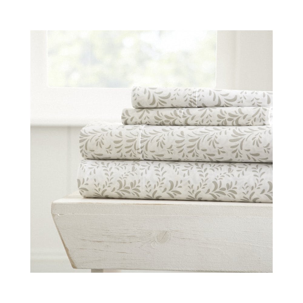 Premium Sheet Sets - Light Gray Vine Queen 4 Piece 2