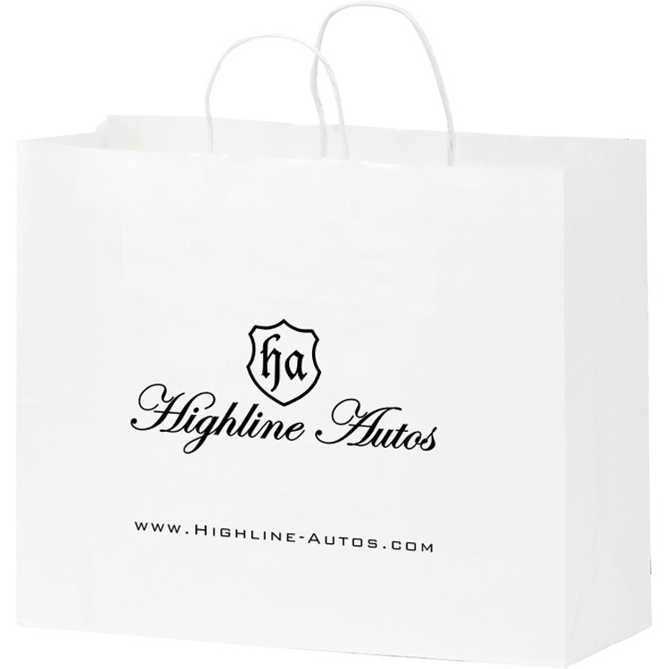 White Kraft Paper Shopper with Twisted Paper Handles 1