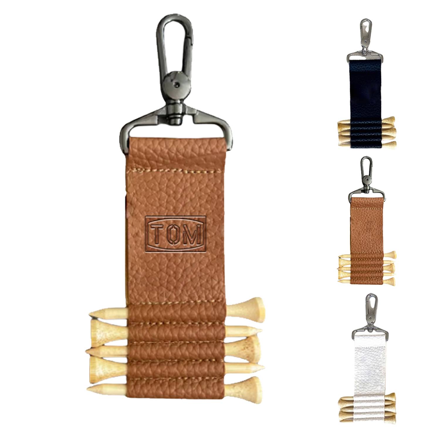 PU Leather Keychain Stud Storage Bag Mini Golf Tee Holder 2