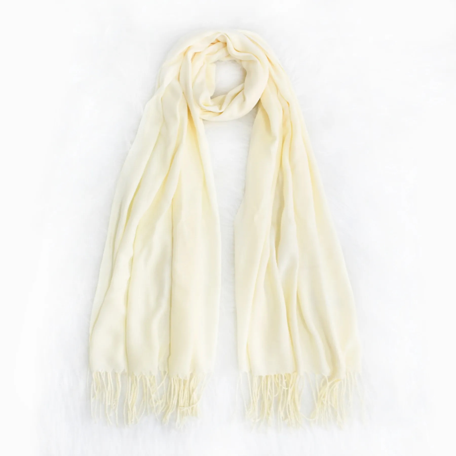 Soft Solid Shawl Wrap Scarf With Fringes MOQ 30PCS 3